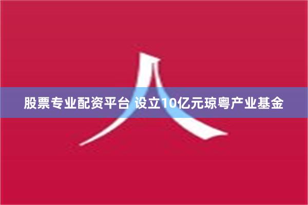 股票专业配资平台 设立10亿元琼粤产业基金