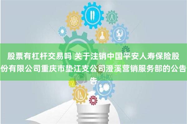 股票有杠杆交易吗 关于注销中国平安人寿保险股份有限公司重庆市垫江支公司澄溪营销服务部的公告