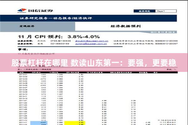 股票杠杆在哪里 数读山东第一：要强，更要稳